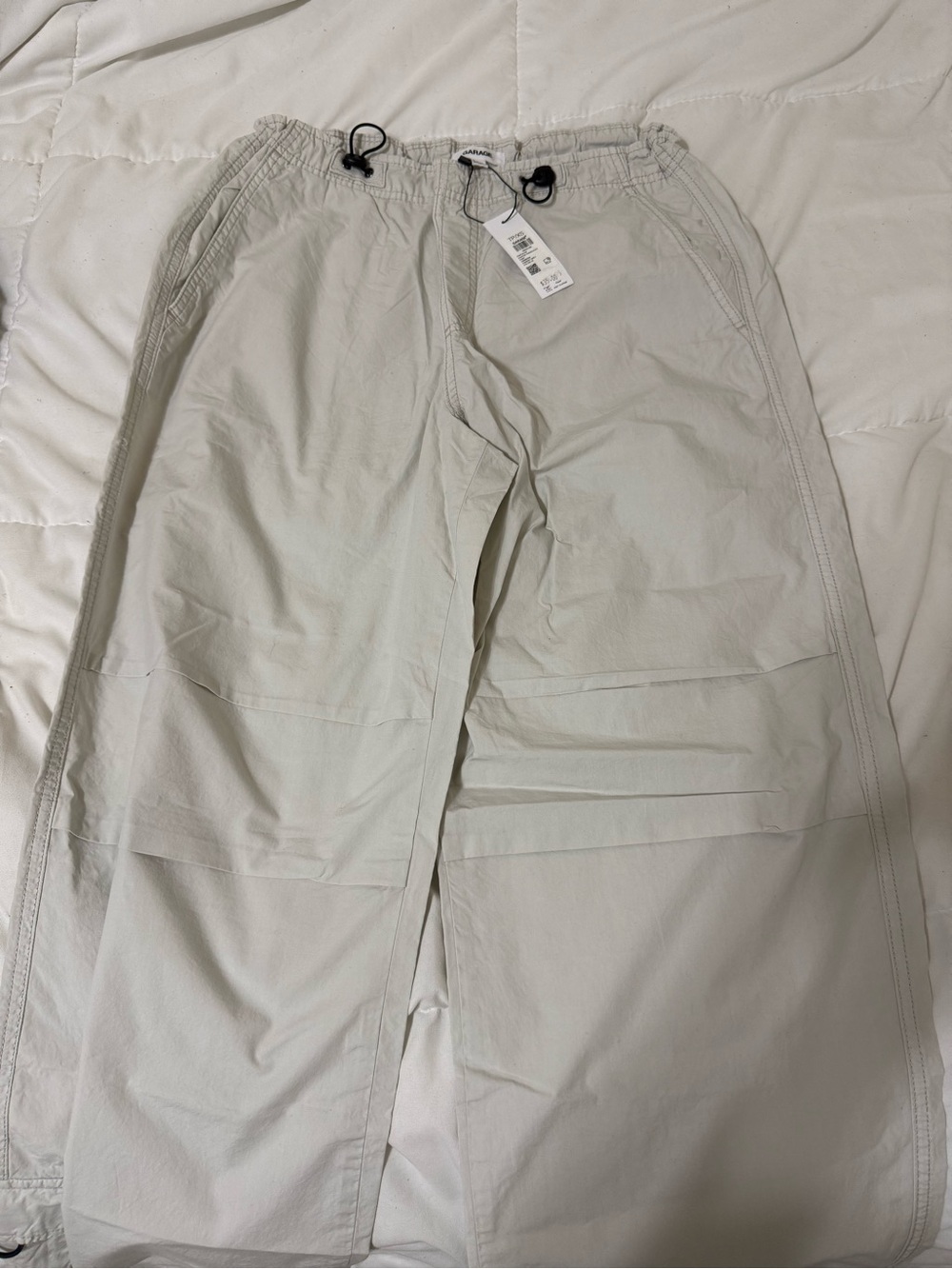 Garage Cargo Pants in Light Gray with Drawstring
